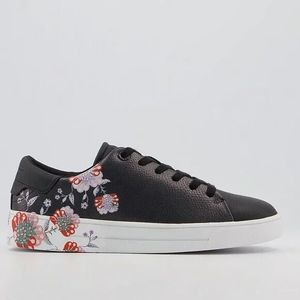 Ted Baker London Women's Black Leather Floral Trainers, Size 9.5 New in …